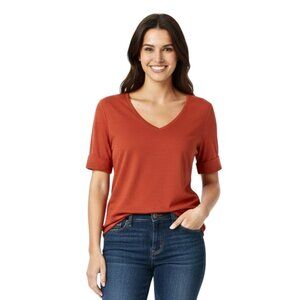 Lauren Ralph Lauren Red-Orange V-Neck Tee – Size Large